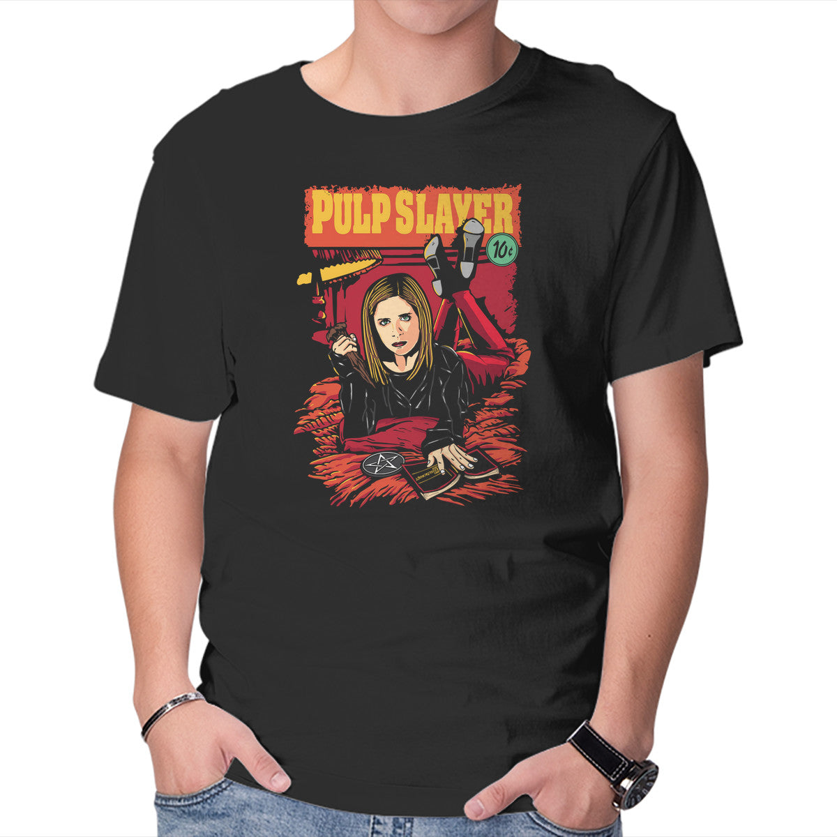 Unisex Crew Neck T-Shirt Pulp Slayer Graphic Short Sleeve Casual Tee XXL