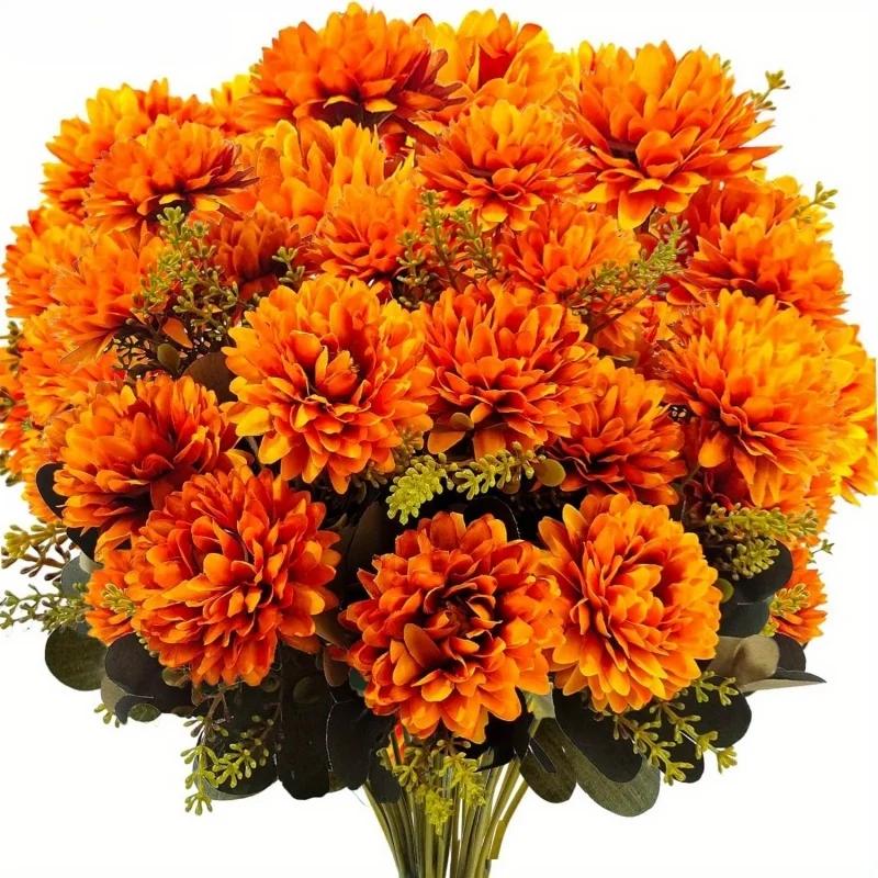 Artificial Marigold Chrysanthemum Flower Home Decor Simulation Floral Arrangement Fake Flower Decors for Room Table