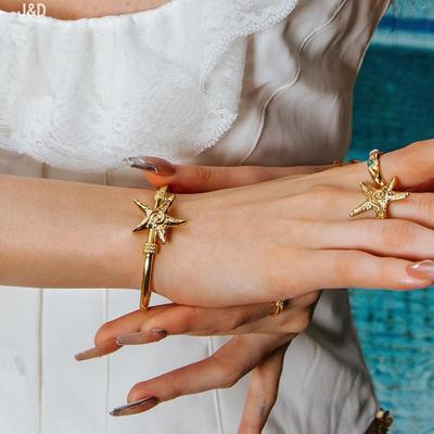 Stainless Steel Starfish Open Bracelet, High-end Sense Versatile Bracelet, Simple and Cold, Titanium Steel Jewelry Women