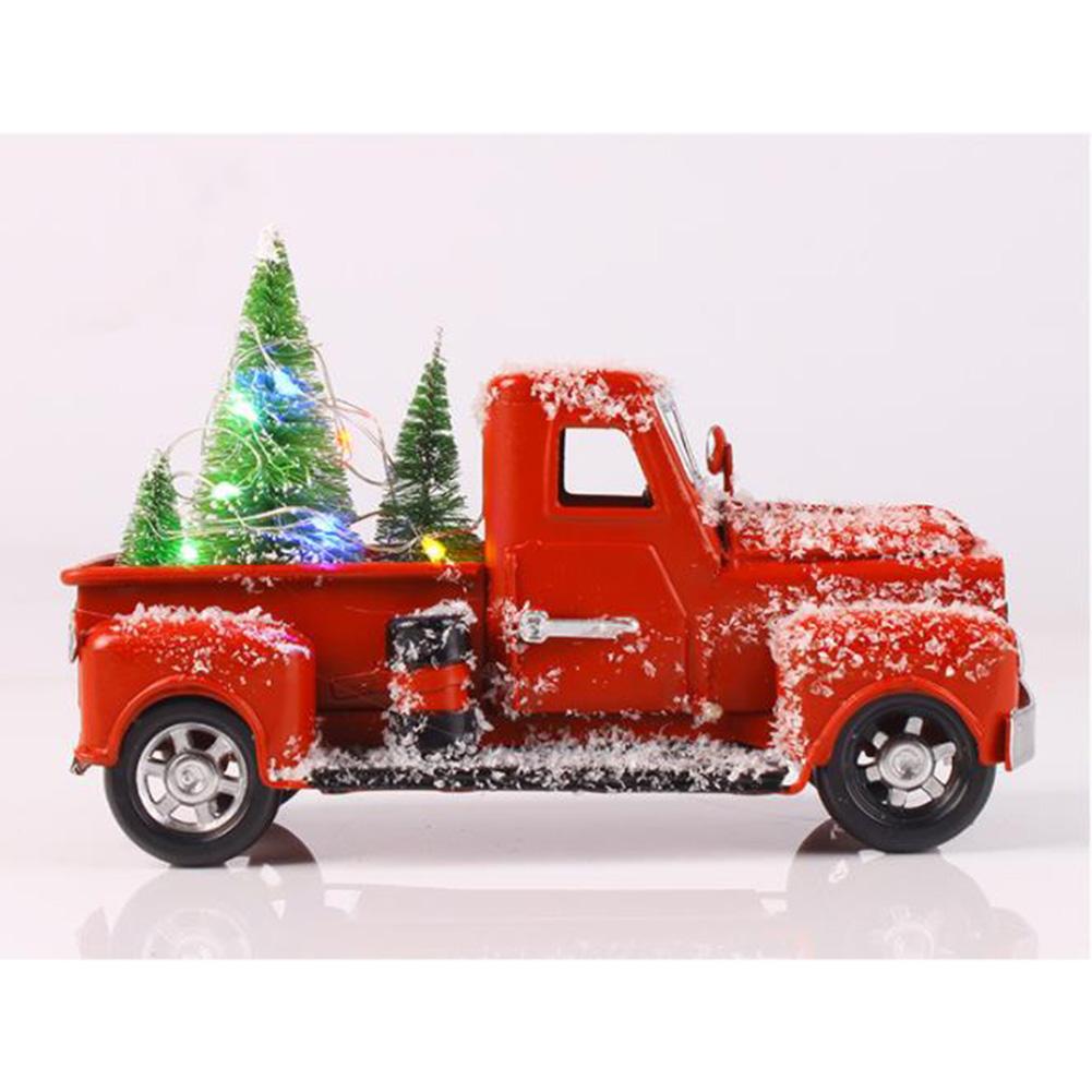 Truck Car Model Christmas Tree Ornaments Vintage Handcrafted Car Crafts With Lights For Christmas Decoration