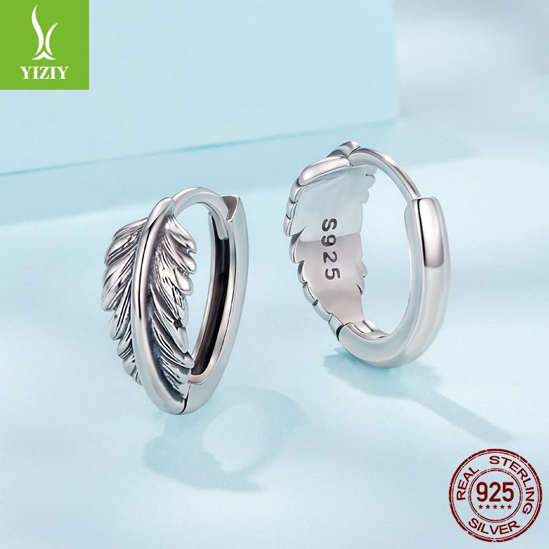 Vintage Textured Leaf Ear Buckle Feminine Charm Elegant S925 Sterling Silver Leaf Earrings Earrings