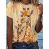 Women's T-shirt 3D Pattern Printed Casual Short Sleeved Colorful Animal Pattern Printing O-Neck Top Fashionable Street Women's Clothing