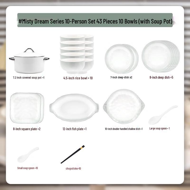 Kangmo Nordic Style Enamel Dinnerware Set