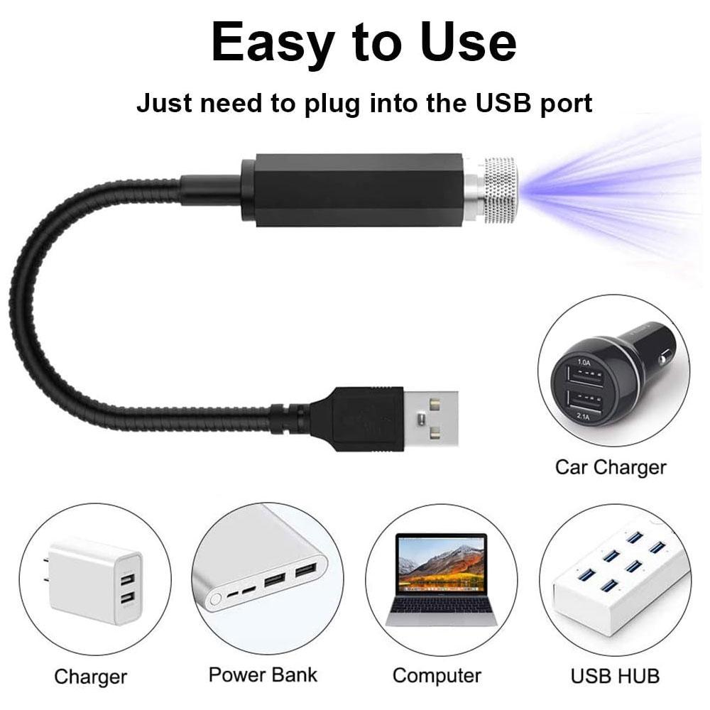 LED Starry Sky Projector Night Light Romantic USB Night Light Adjustable USB Car Lights Auto Roof Ceiling Lamp Bedroom Light