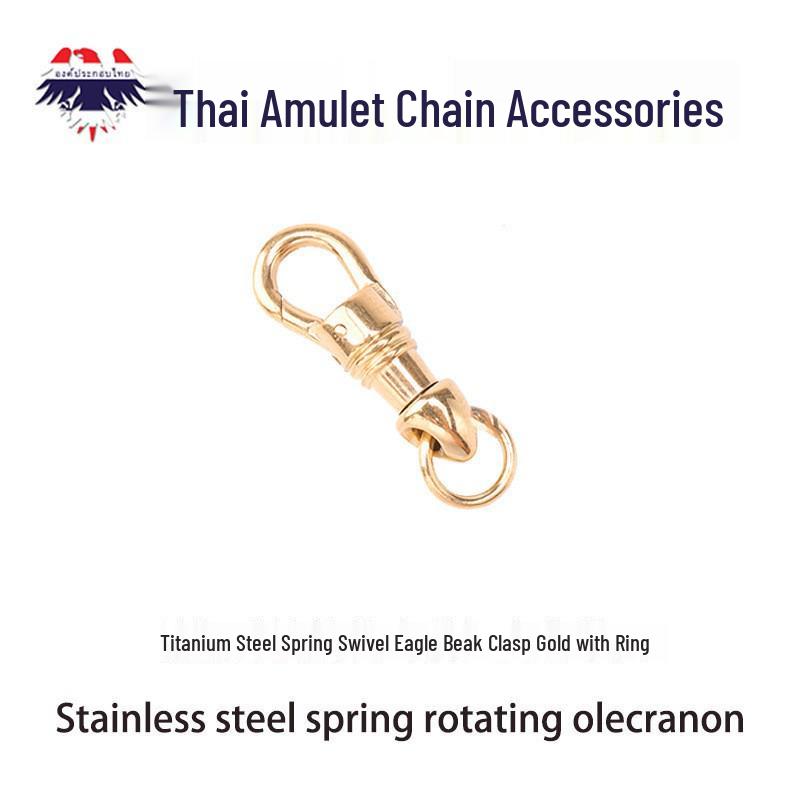 Thailand Amulet Cord with Stainless Steel Eagle Mouth Rotatable Clasp In Titanium, Gold, or Silver Finish