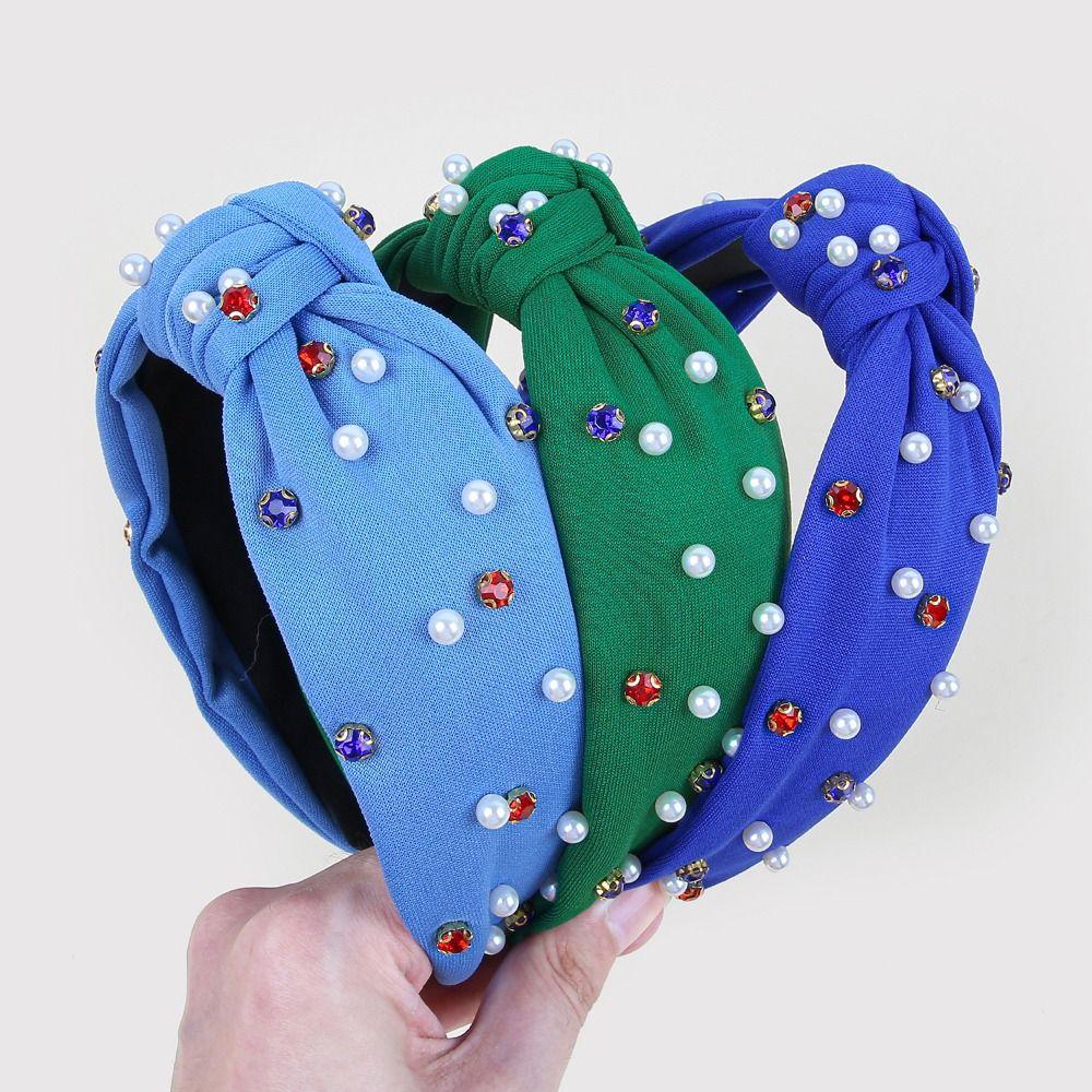 Crystal Bow Headband Wide Pearl Headbands Fashionable Rhinestone Headband  Hair Accessories