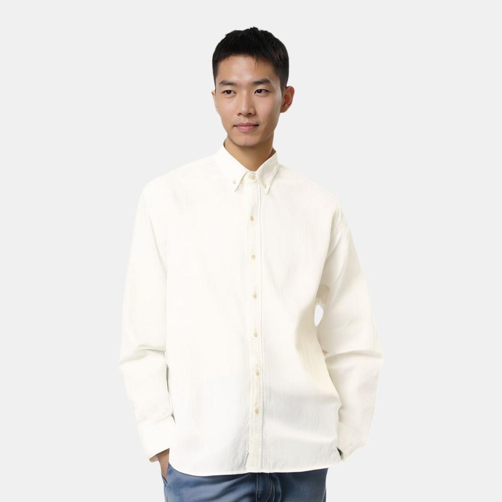 Levis SS25 Bluetab™ Series Solid Color Comfortable Button-Up Long Sleeve Shirt Men shirts White 001LI-0001