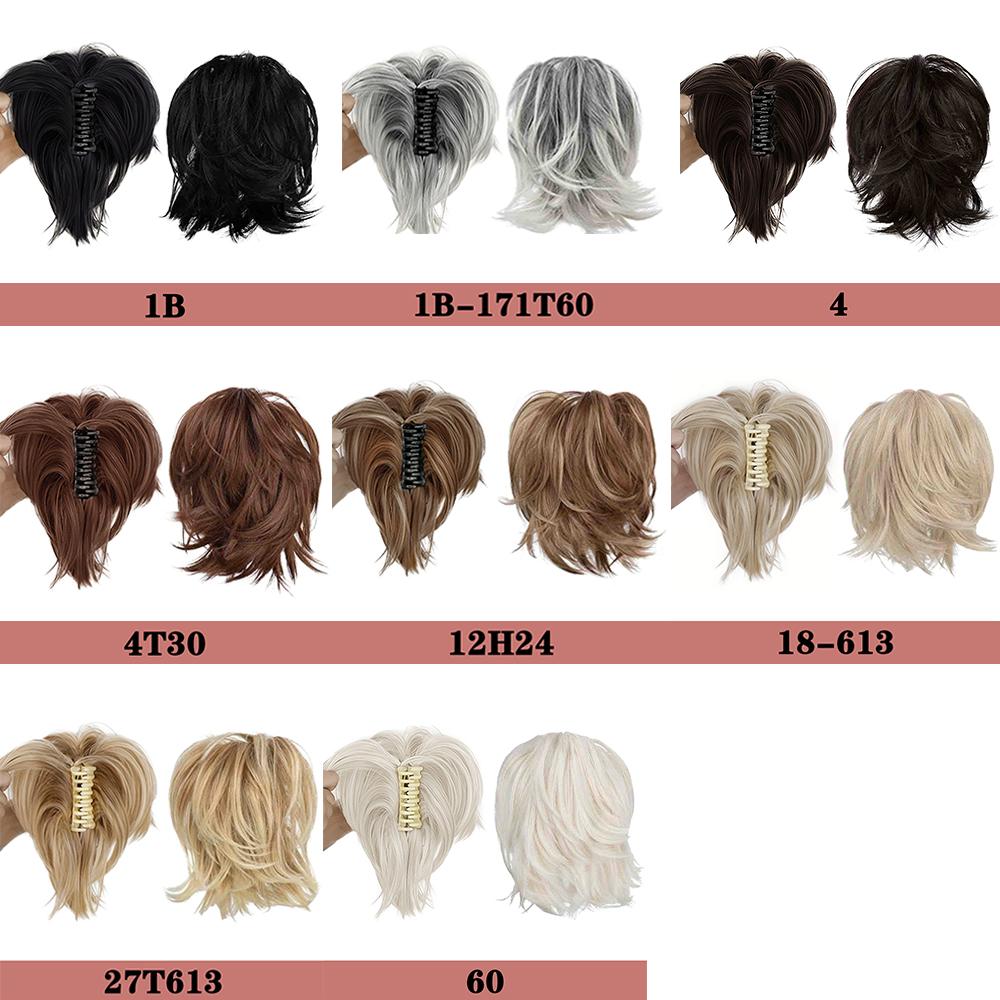 MERISIHAIR Synthetic Short Wavy Hair Extensions Claw Ponytail Messy Hair Buns Updo For Women Daily Use