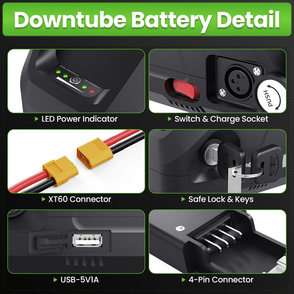 Magazzino UE Disponibile Batteria Bicicletta Elettrica Batteria Bicicletta Elettrica a 4 Pin 36V 20Ah 25A BMS Pacco Batteria Ioni di Litio E-bike