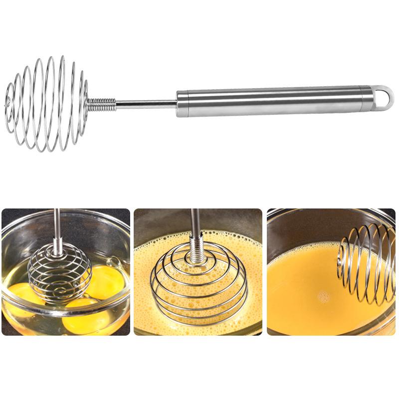 Frusta per Uova in Acciaio Inossidabile Sbattitore Semiautomatico Frullino Manuale a Mano Mescolatore per Uova Crema Frusta Accessori per Pasticceria Utensile per Uova