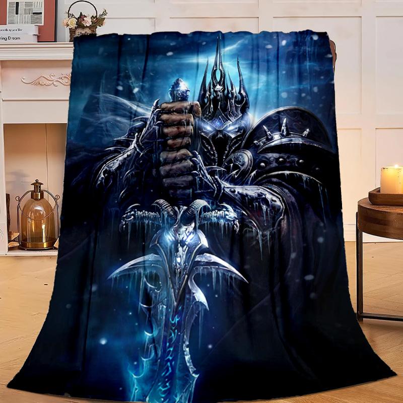 1PC Game Warcraft Darkness Warrior Flannel Blanket Gift, Suitable for Both Men And Women, Soft Ideal for Beds And Sofa, Birthday Or Christmas Gift