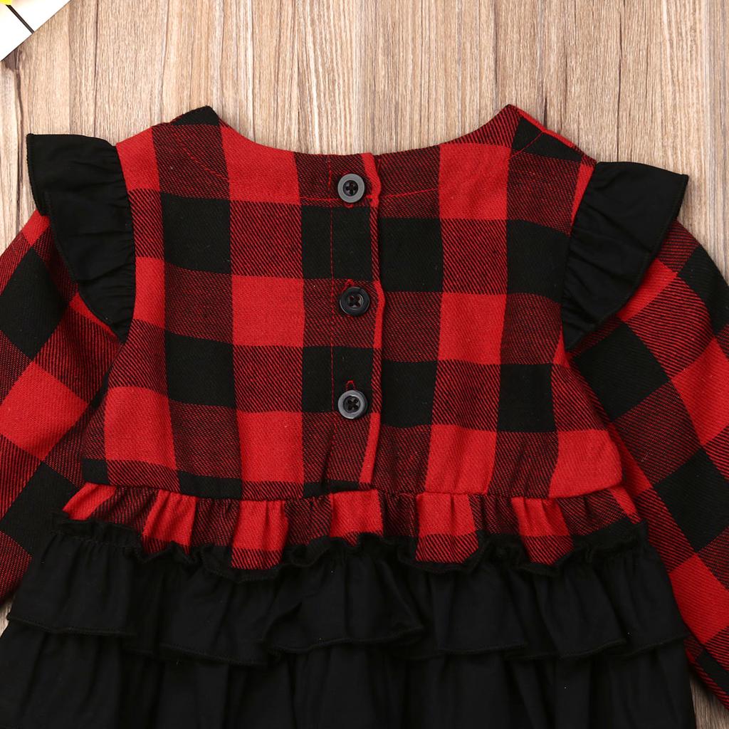 Neu Infant Kinder Baby Mädchen Plaid Kleidung Weihnachts Romper Overall