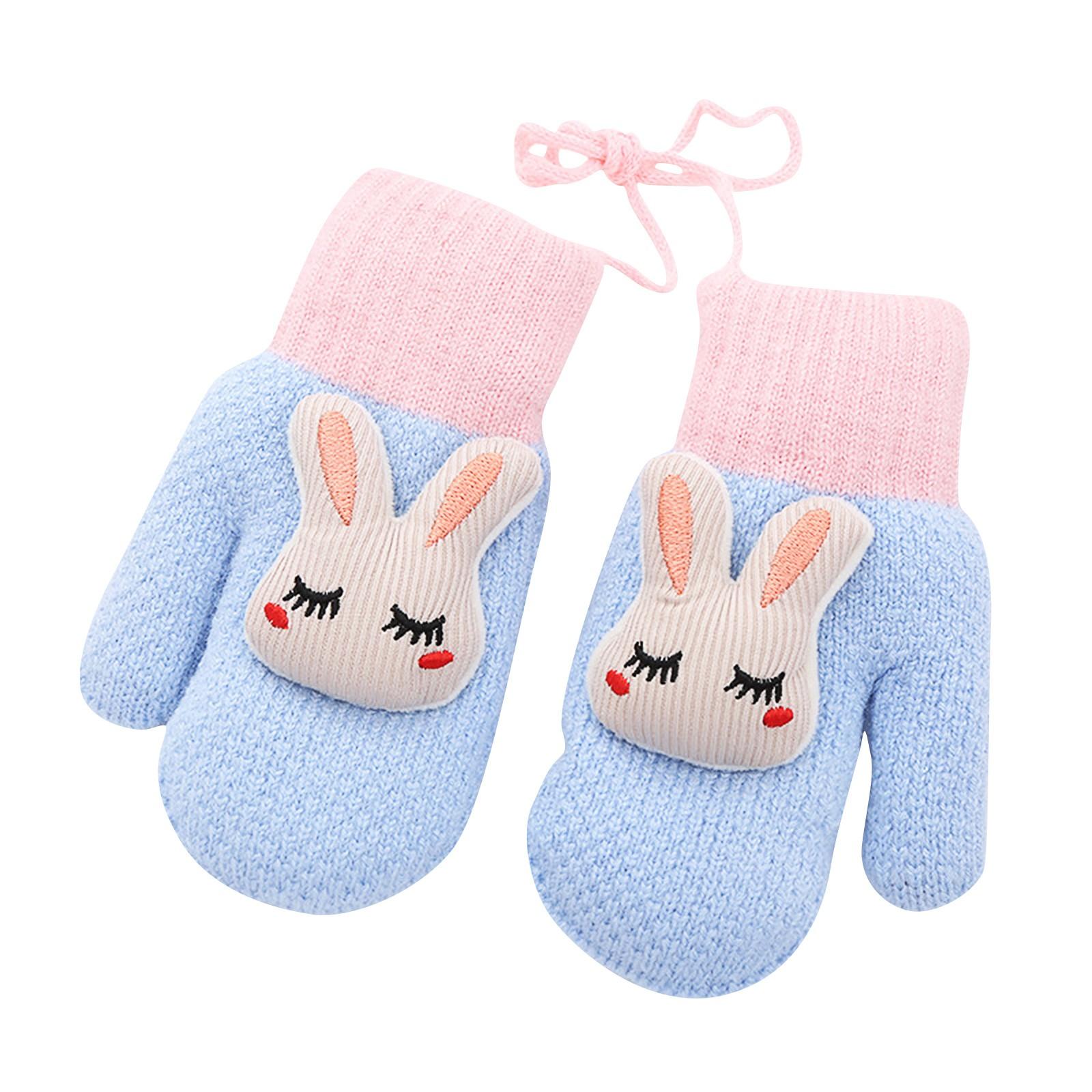 

Зимние вязаные перчатки для маленьких мальчиков и девочек, детские утолщенные теплые перчатки с героями мультфильмов One Size синий