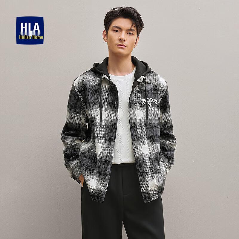 

HLA Men s Casual Plaid Jacket with Detachable Hood XL