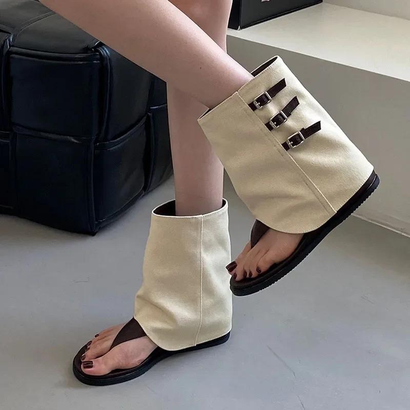 Fashion Comfortable Clip Toe Ankle Boots Women Fashion Round Toe Buckle Summer Boots Elegant Brand Designer Modern Boot Botas Para Mujer