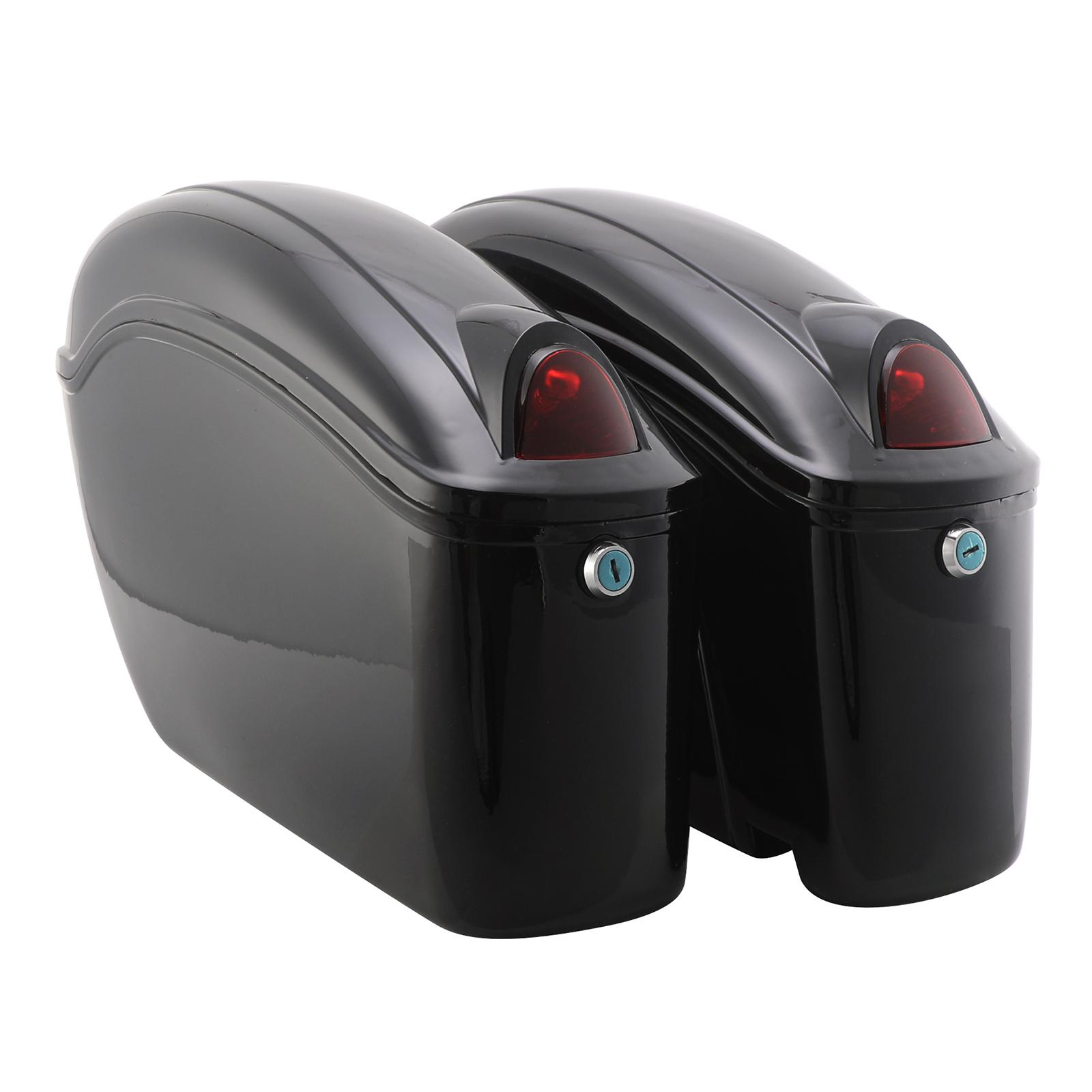 

Motorcycle Hard Saddle Bags ABS Plastic Large Capacity 43x28x11.5 Cm with Red Turn Signals Anti-Theft Signals for Cruisers