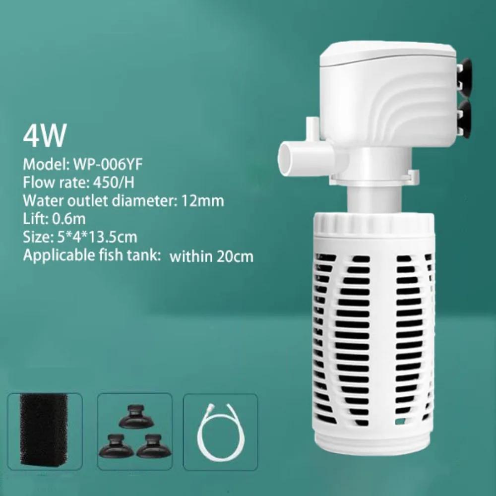 

Silent Aquarium Filter Pump 3 in 1 Suction Cup Aquarium Internal Filter White Submersible Fish Tank Air Oxygen Aerator
