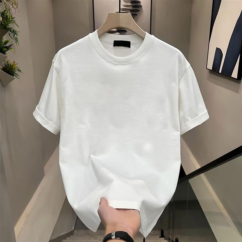 Summer Round Neck Buddha and Lotus Pattern Printed Top Fashionable Casual Pure Cotton Short Sleeved Men's T-shirts