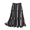 Women's Autumn 2025 Floral Patchwork Ruffle A-line High-Waisted Skirt