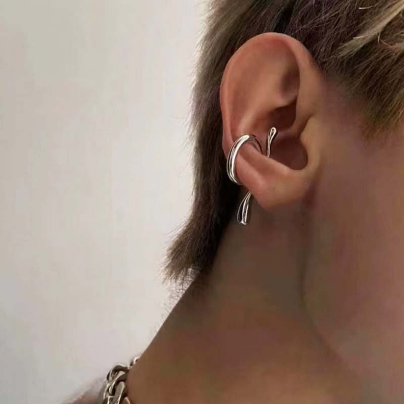 New Fashion Sliver Color Butterfly Ear Clip Earrings for Women Punk Hip Hop Zircon Elf Earring Party Jewelry Gifts