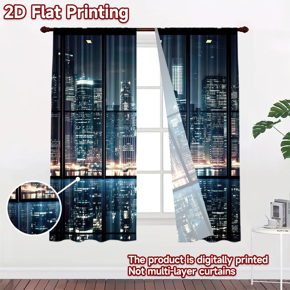 2D flat Photography Backdrop Party Backdrop City Skyline at Night 100% Polyester Festive Wall Decor Use for Holiday