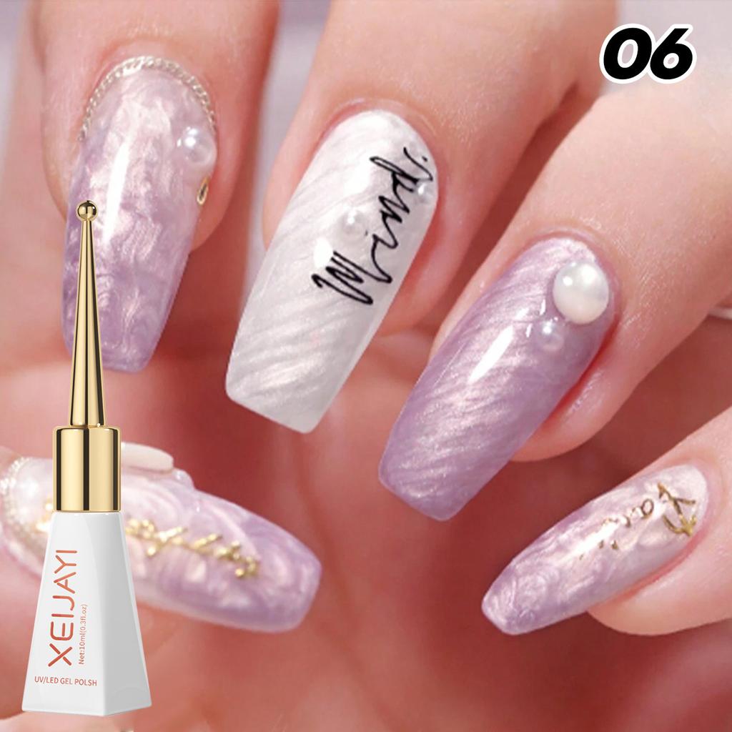 Mother of Pearl Gel Polish - Pearly Shell Swirl Nail Art Gel, UV/LED Curable for Salon & DIY Manicure