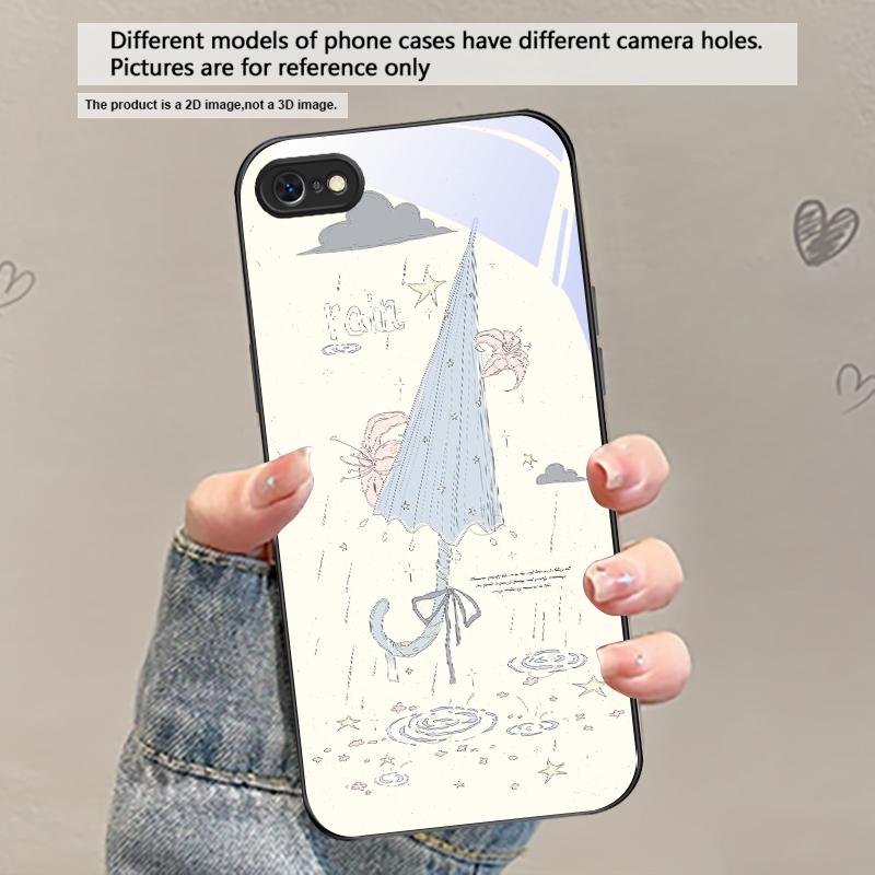 Fresh and Healing Breeze For iPhone 17 Air 16 E 15 Plus 14 Pro Max 13 12 Mini 11 5 6 7 8 Plus XR XSMax SE Black Glass Phone Case