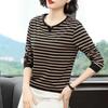 WTEMPO Dámský jarní pruhovaný svetr s dlouhým rukávem, velká velikost, dámský volný bavlněný kulatý výstřih, ležérní topy, velká velikost