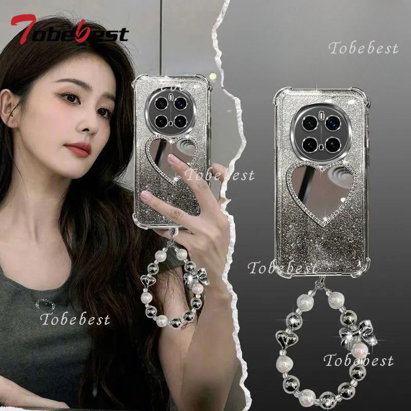 Glitter Plating Love Mirror Bracelet Case for Huawei Honor Magic 7 Lite 6 5 4 3 Pro Shockproof Silicone Cover