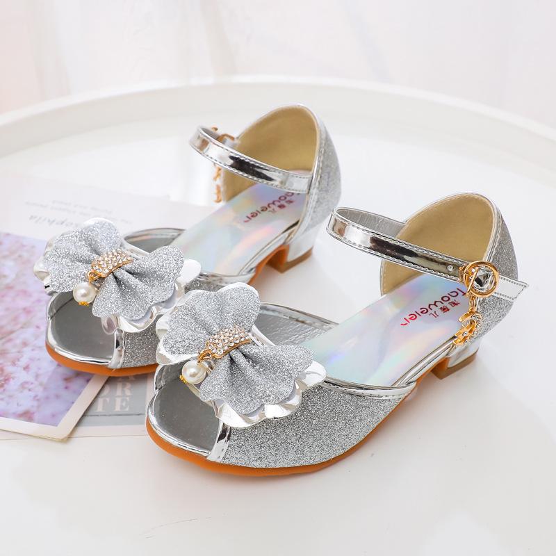 

Princess Girls Party Shoe Children Sandals Colorful Sequins High Heels Fashion Spring Summer Peep Toe Kids Glitter Single Shoes 37