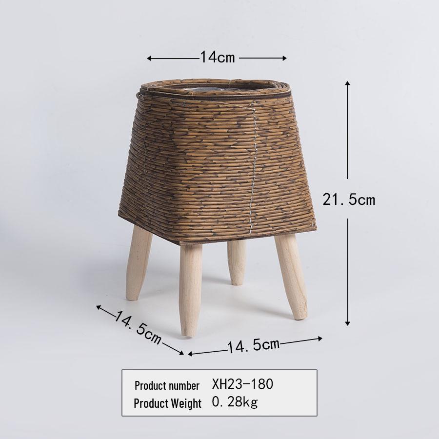 Indoor Faux Rattan Triangular Flower Stand - Creative Succulent Holder, Desktop Straw Woven Pot.
