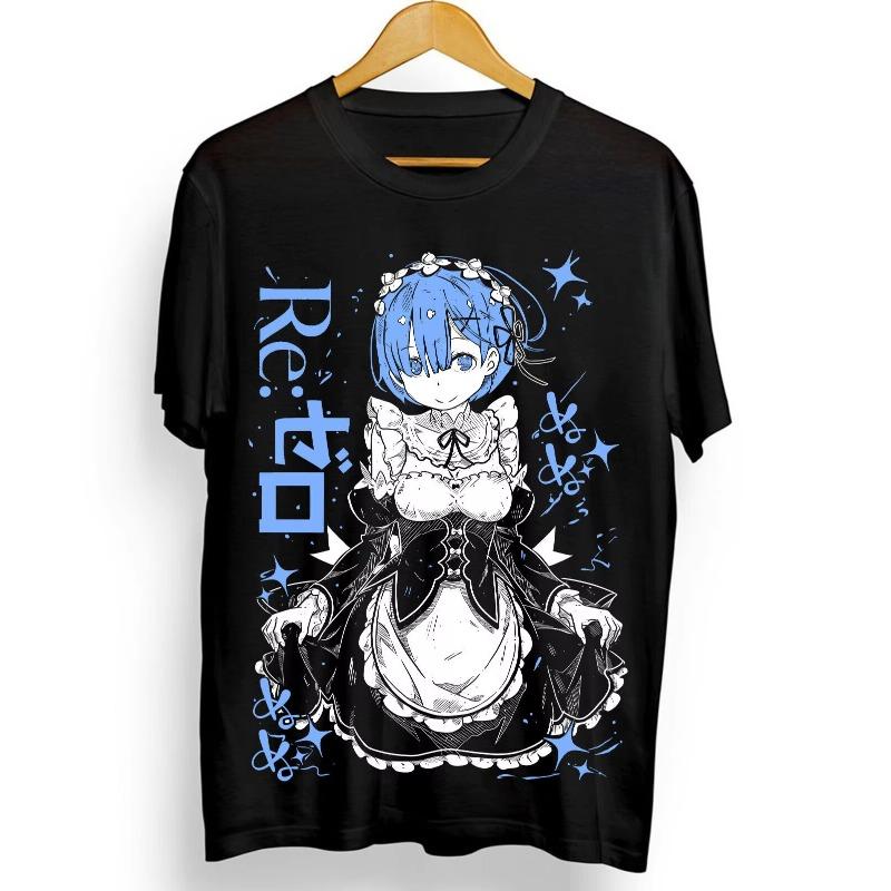 

Тренд Лето 2025 Косплей Нейтральный Рем Re Zero Футболка, Милая Рем Re Zero, Субару, Японский, Манга Графическая Футболка Графические Футболки S