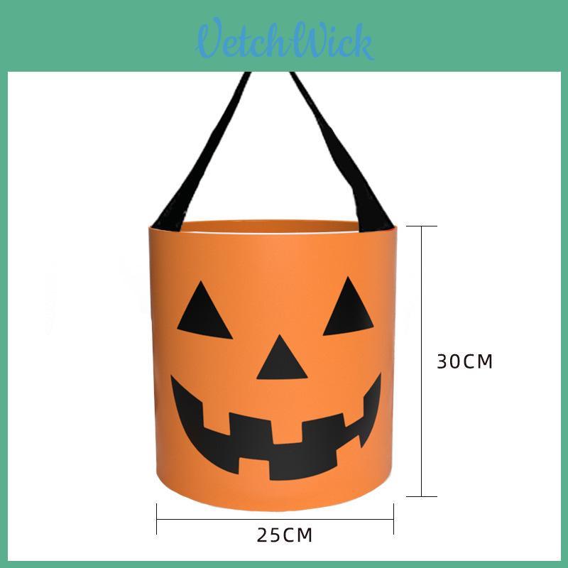 Halloween Pumpkin Bag With Cartoon Design For Trick Or Treat Candy Collecting
