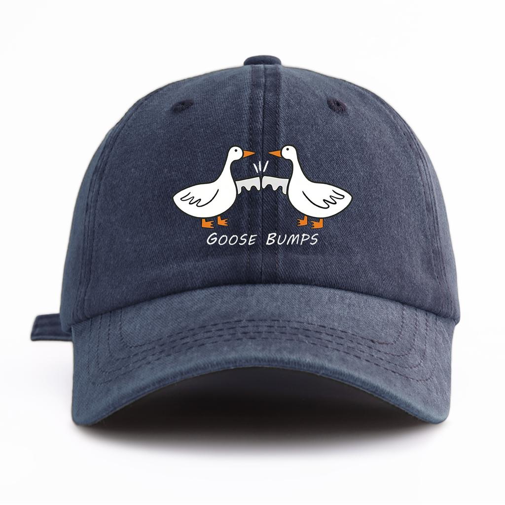 1 Stück GOOSE BUMP Aufdruck Gewaschene Baseballkappe für Erwachsene Minimalistischer Retro-Stil Lässig Weich Verstellbar Dad Hat Perfekt als Geschenk