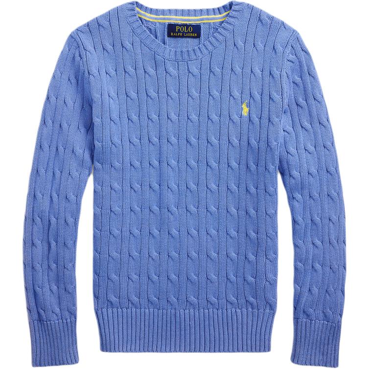 

Вязаный свитер Polo Ralph Lauren, хлопковый свитер с кабельным узором, с круглым вырезом и длинными рукавами, детские топы, цвет гавани-синий, CWPOSWEY6820587-430 S