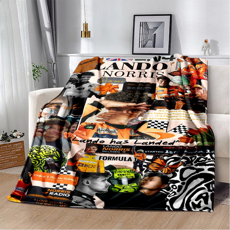 Manta Suave de Felpa Lando Norris Piloto F1, Manta de Franela Manta de Tiro para Sala de Estar Dormitorio Cama Sofá Oficina Cubierta Regalo