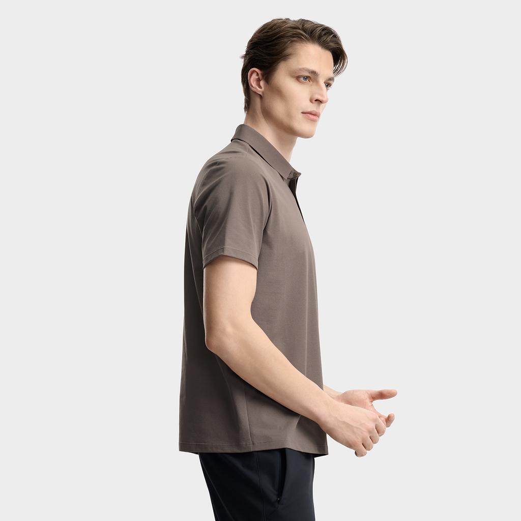 Fila F.C. Classic Minimalist Basic Casual Light Business Versatile Comfortable Knitted Short Sleeve Polo Shirt Men Tops Light-Brown F11M621103FBN