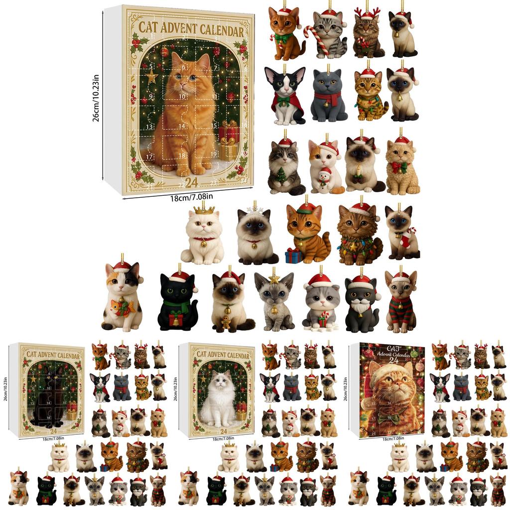 Christmas Cat Acrylic Advent Calendar With 24 Decor Slots For Holiday Celebrations