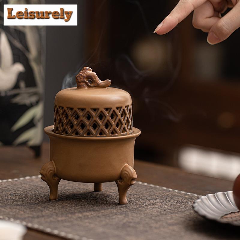 Hollow Antique Zen Three Legged Incense Holder Zen Garden Incense Burners Consecrate Smell Distributor Censer Home Decoration