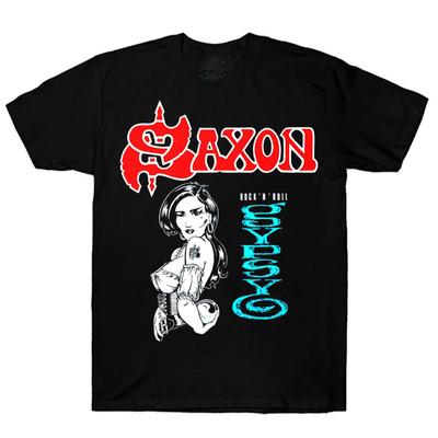 Vtg Saxon Rock And Roll Gypsy Schweres Baumwoll-S-4XL Unisex Schwarzes T-Shirt BL427