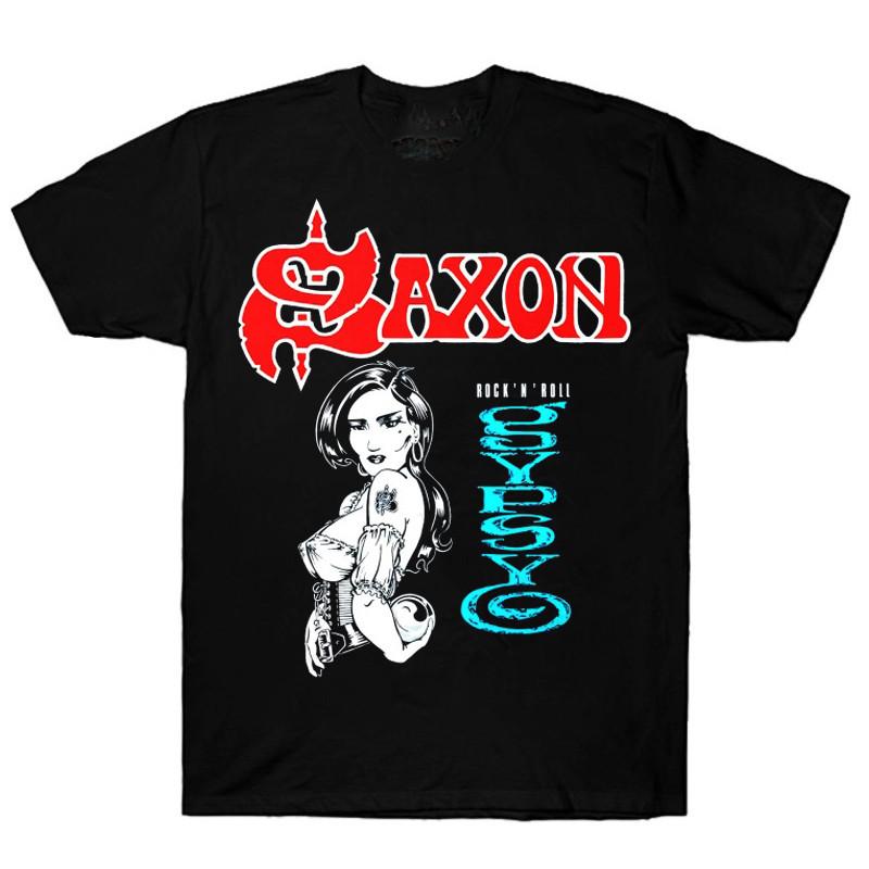 Vtg Saxon Rock And Roll Gypsy Heavy Cotton S-4XL Unisex Black Tee Shirt BL427