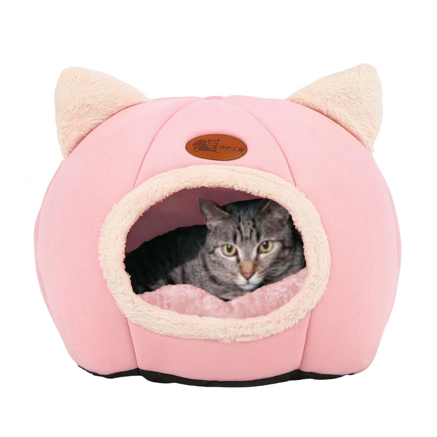 

NSK Кот Домашний кот Холодная погода Включена Внутренняя подушка Кровать в форме купола, Кровать, Дом, Теплый, Пушистый, Защита, Использование, Моющийся, (Розовый, Л) розовый