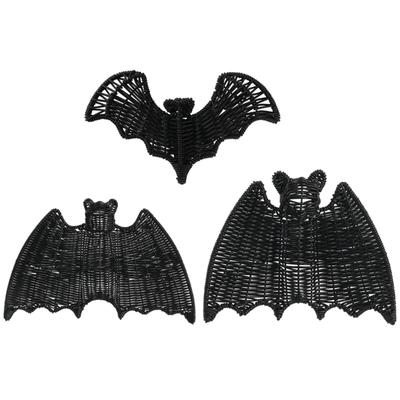 Handgeflochtene Fledermaus-Dekorationen aus Rattan für Halloween-Party Benutzerfreundlich Langlebig Innen Außen Hängendes Ornament
