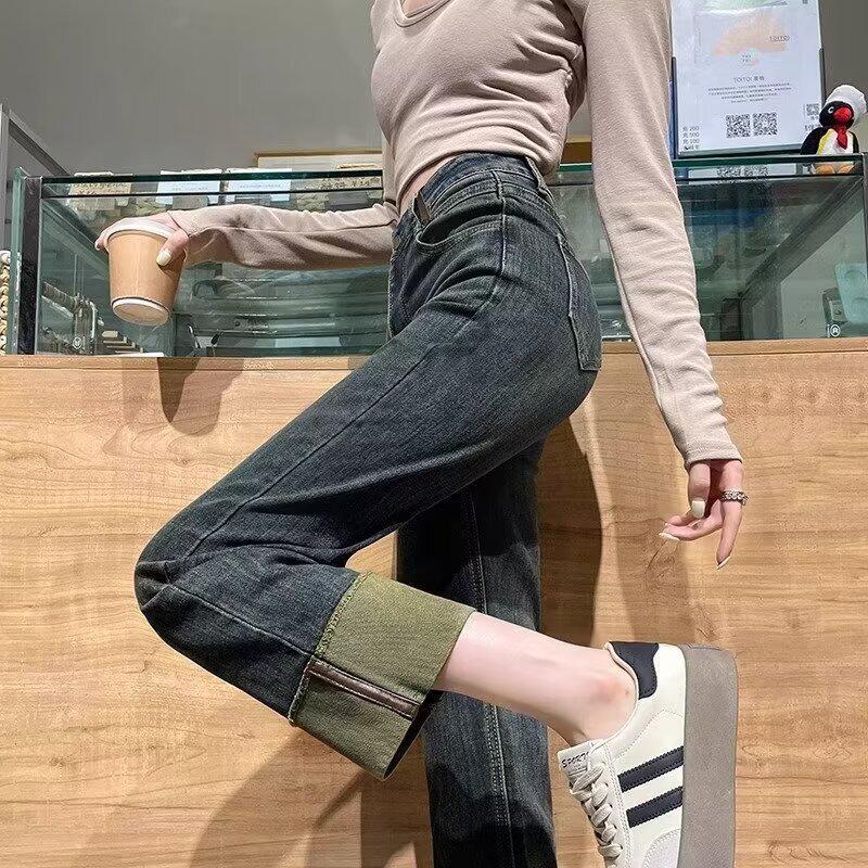 

Petite Women s Retro High-Waisted Micro-Flare Jeans, Slimming and Body-Shaping, Summer 2026 Cropped Style. Medium синій
