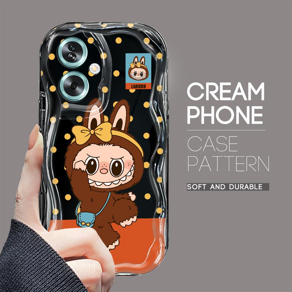 Niedliches Cartoon-Muster Creme Textur Gehäuse Wellenförmiger Rand Weiche Silikonhülle Telefonhülle für OPPO Reno Realme