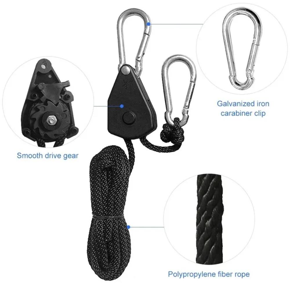 4pcs Awning Wind Rope 8 Inch Adjustable Lanyard Hanging for Tent Fan Grow Plant Lamp Pulley Ropes Pulley Lifting Pulley Hook