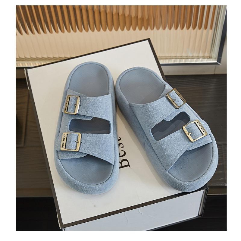 Summer New Thick-soled Outer Wear Bag Head Slippers Women's Round Head Soft Bottom Pink Word with Height-enhancing Cool Slippers