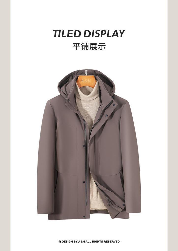 Men's Warm Hooded Down Jacket with Detachable 90% Goose Fleece Inner Tank