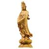 Statuette Guanyin Sculpture sur Bois 12cm Avalokitesvara Petite Statue Bouddhiste Décoration Esthétique de Bureau de Chambre Ornements Décoration Intérieure