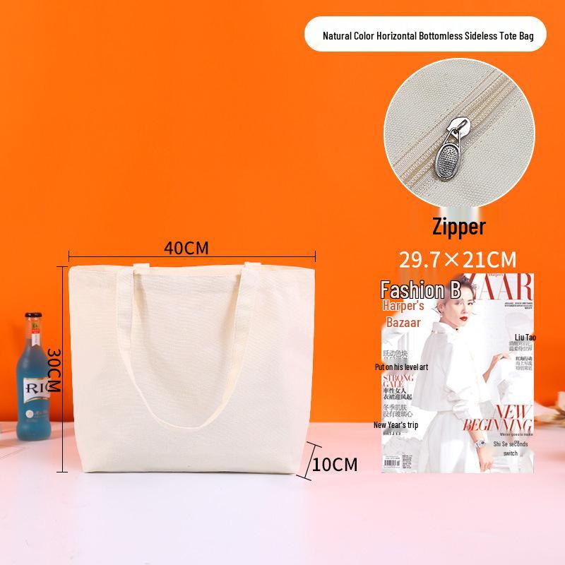 High-End Custom Logo Canvas Tote Bag - White, Blank, Personalized Printing